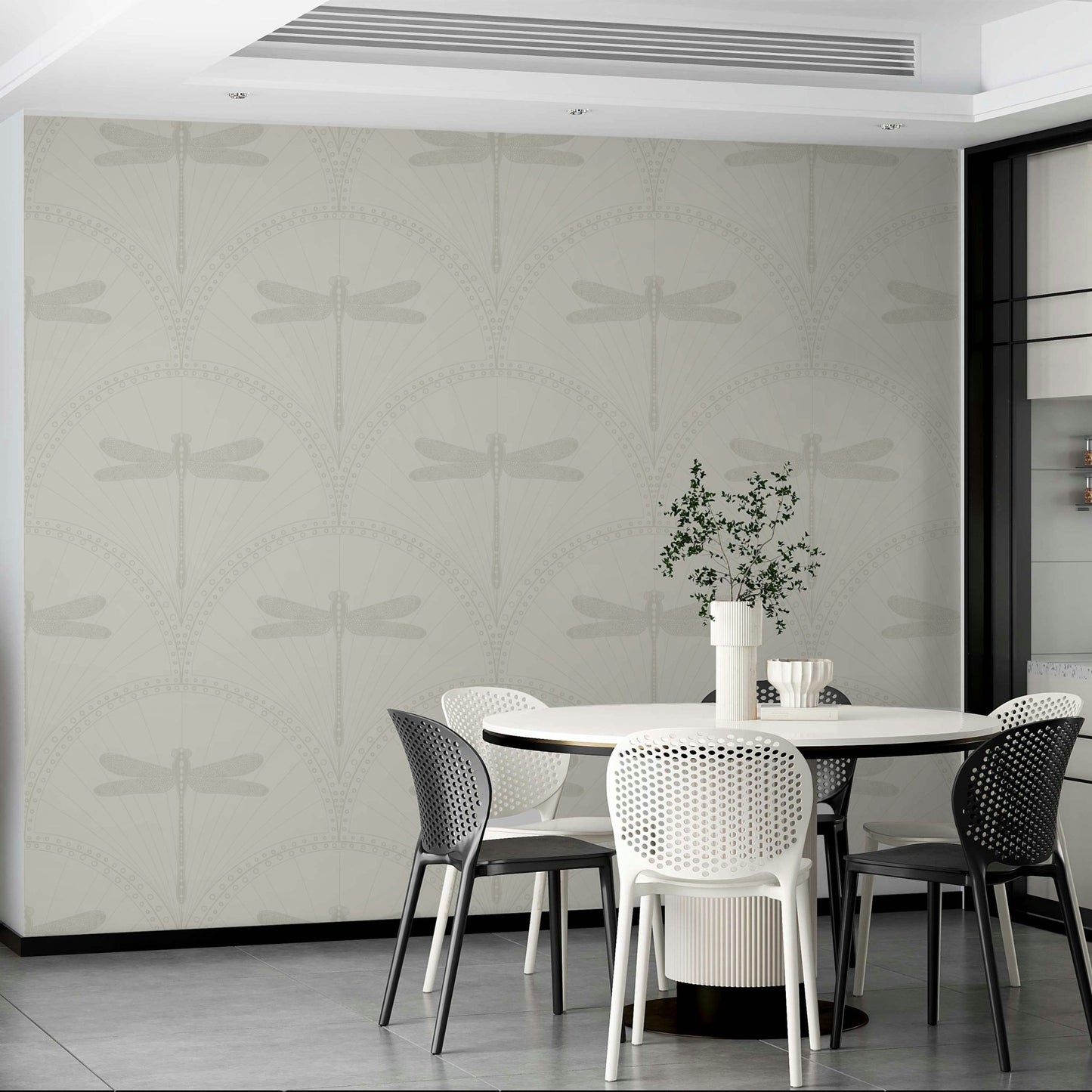 Art Deco dragonfly pattern with bold lines and elegant accents

