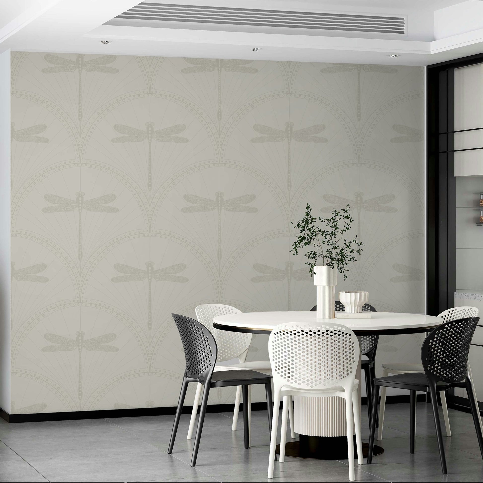 Art Deco dragonfly pattern with bold lines and elegant accents

