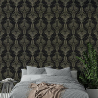 A calming foliage design wallpaper mural that defines a space.

