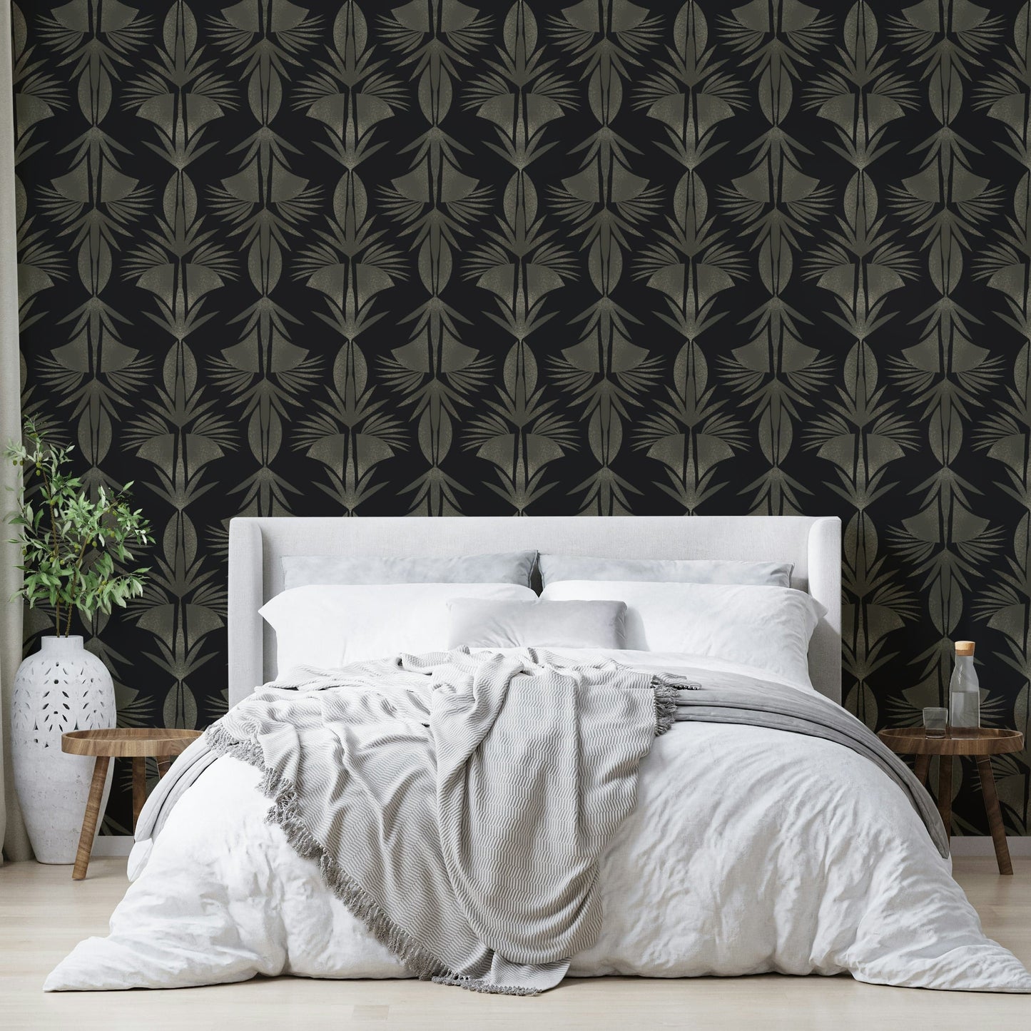 A serene botanical pattern wall mural for your decor.

