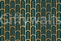 Luxury Art Deco wall mural featuring bold cyan and gold columns

