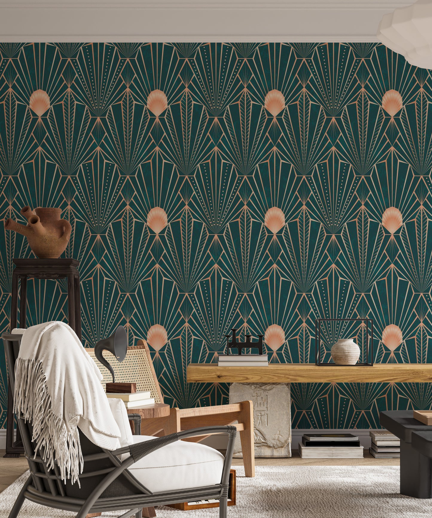 Art Deco Teal & Rose Gold Geometric - The New Twenties