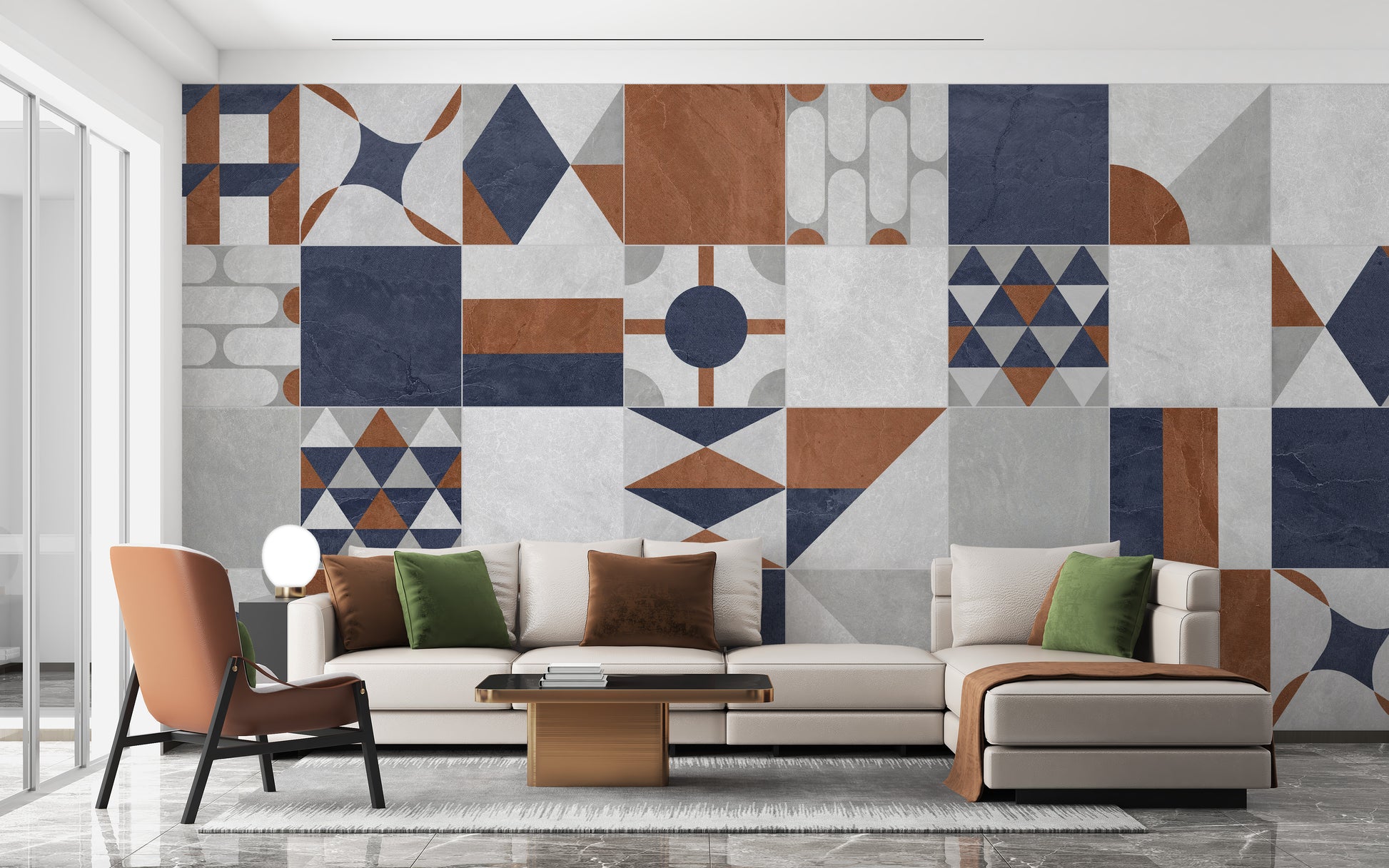 Multicolor Art Deco Terrazzo Wallpaper Mural - Giffywalls