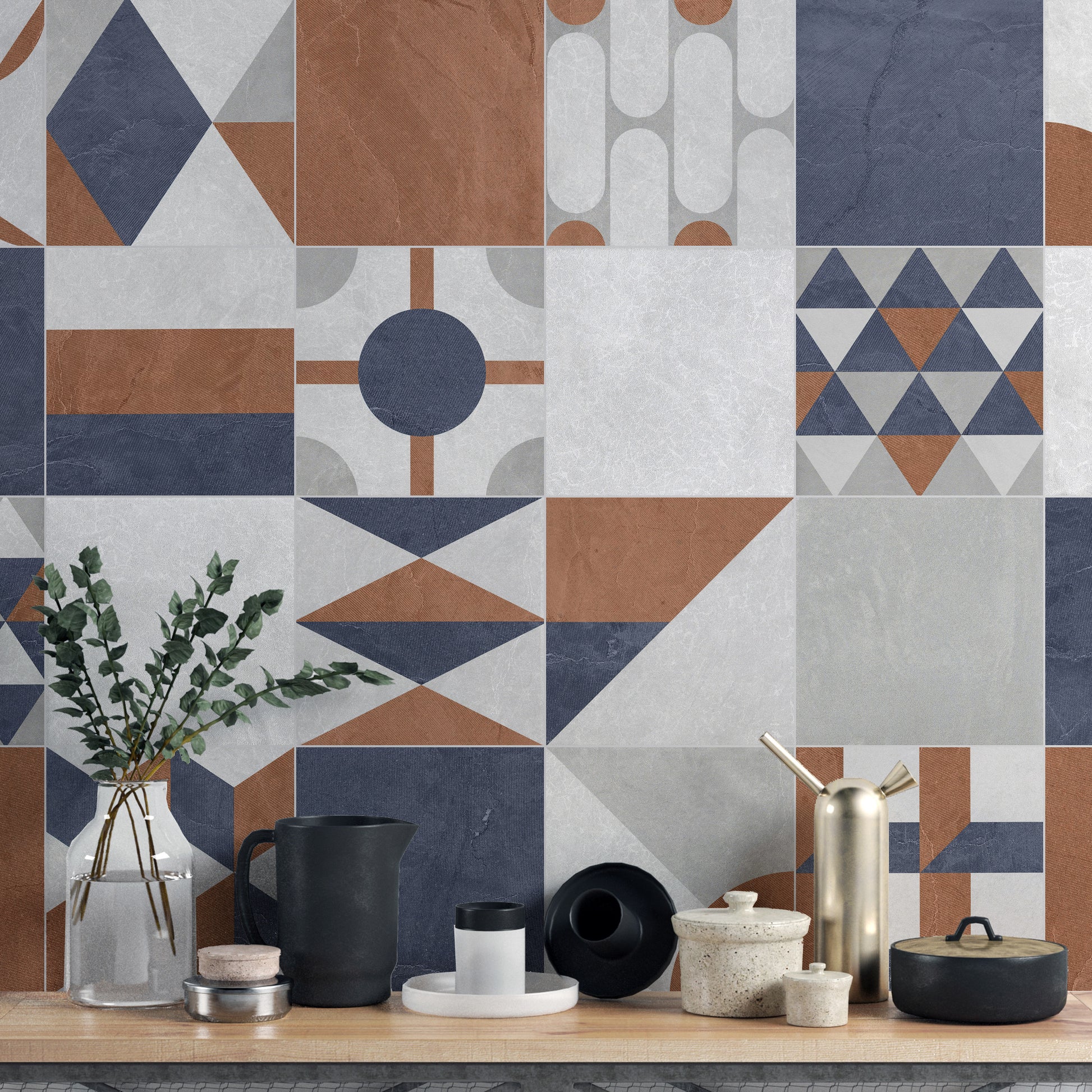 Multicolor Art Deco Terrazzo Wallpaper Mural - Giffywalls