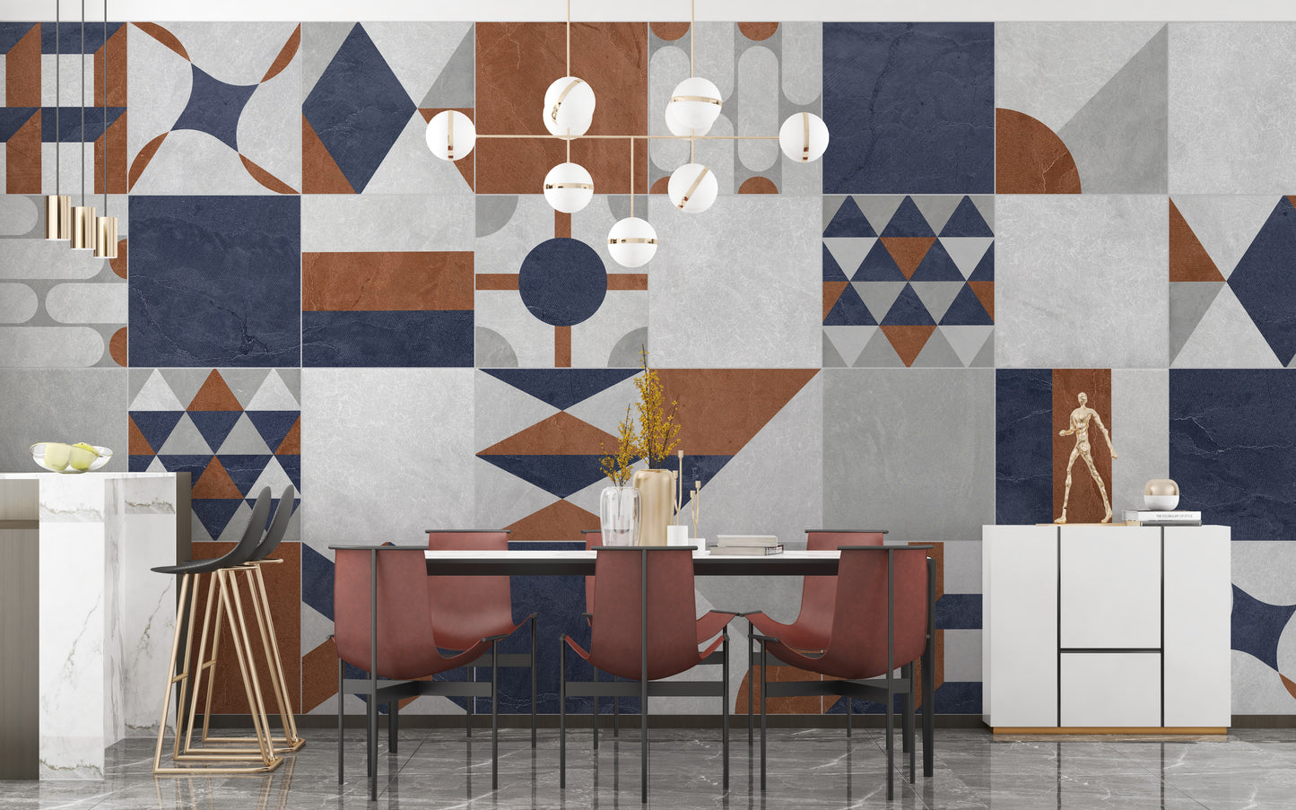 Multicolor Art Deco Terrazzo Wallpaper Mural - Giffywalls