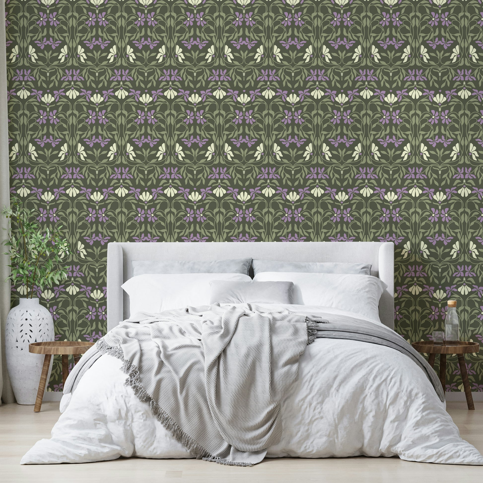 Wall art featuring Art Nouveau blooming flowers

