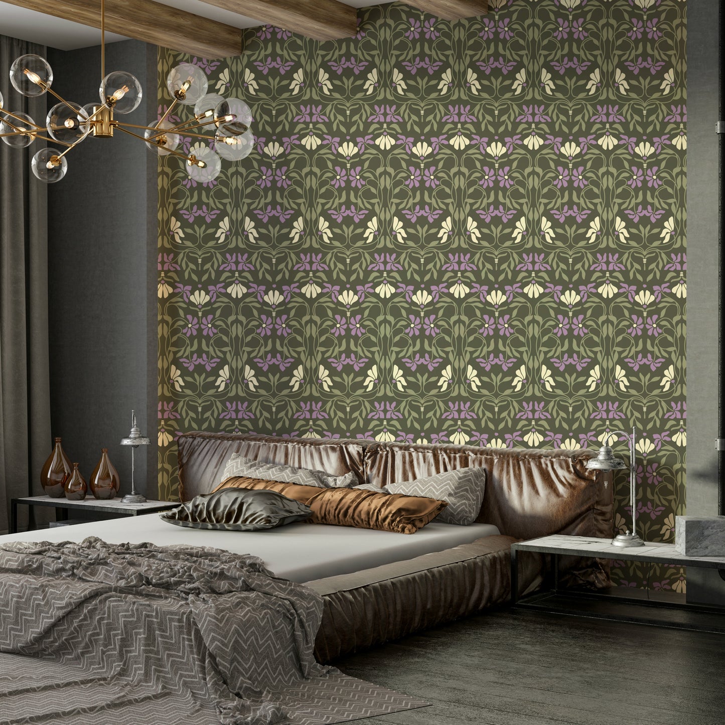 Classic bloom wallpaper with stylized flower patterns

