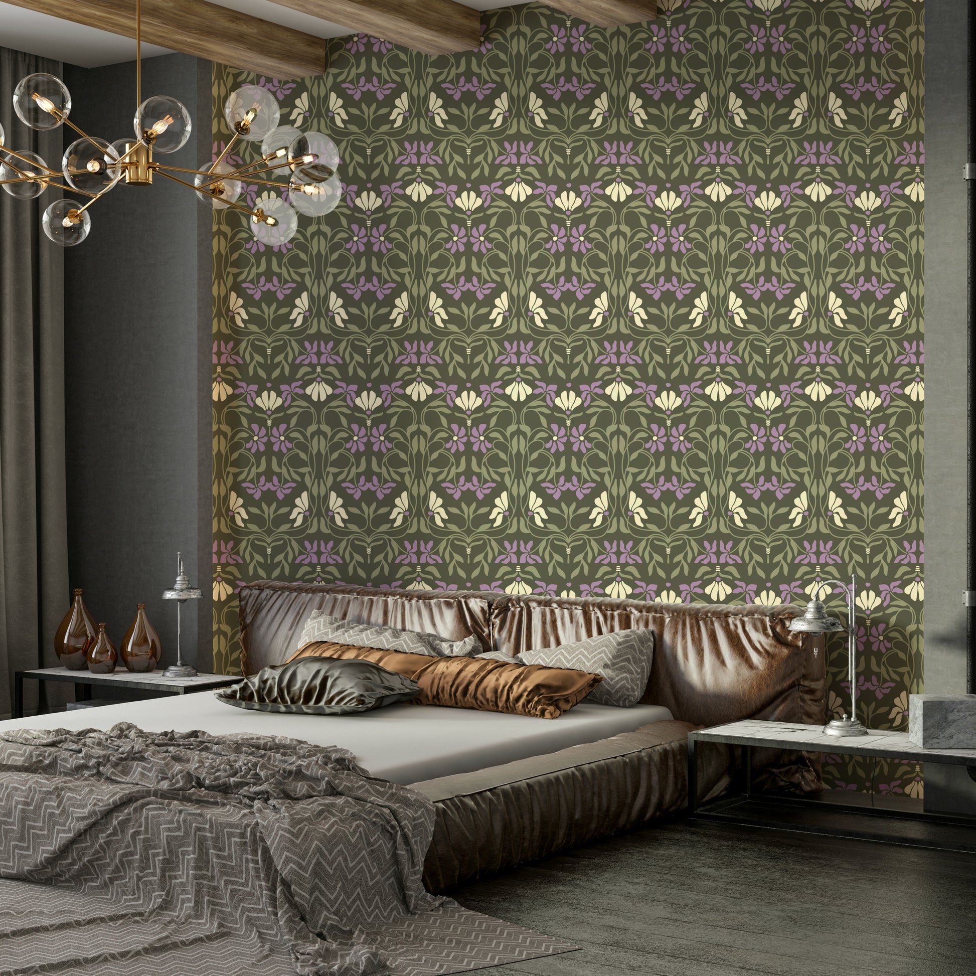 Classic bloom wallpaper with stylized flower patterns

