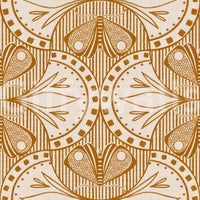 Orange Art Nouveau Butterfly Floral repeating pattern rich colors.