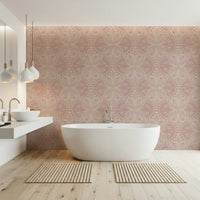 Pink Art Nouveau Butterfly Floral repeating pattern subtle colors.
