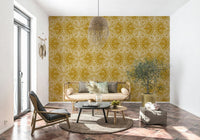 Art Nouveau Butterfly Floral, attractive wall mural, pale beige graphic imagery.