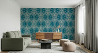 Art Nouveau Butterfly Floral, gorgeous wall mural, light beige graphic details.
