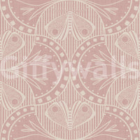 Moth and bloom repeat design Art Nouveau peel and stick wallpaper.
