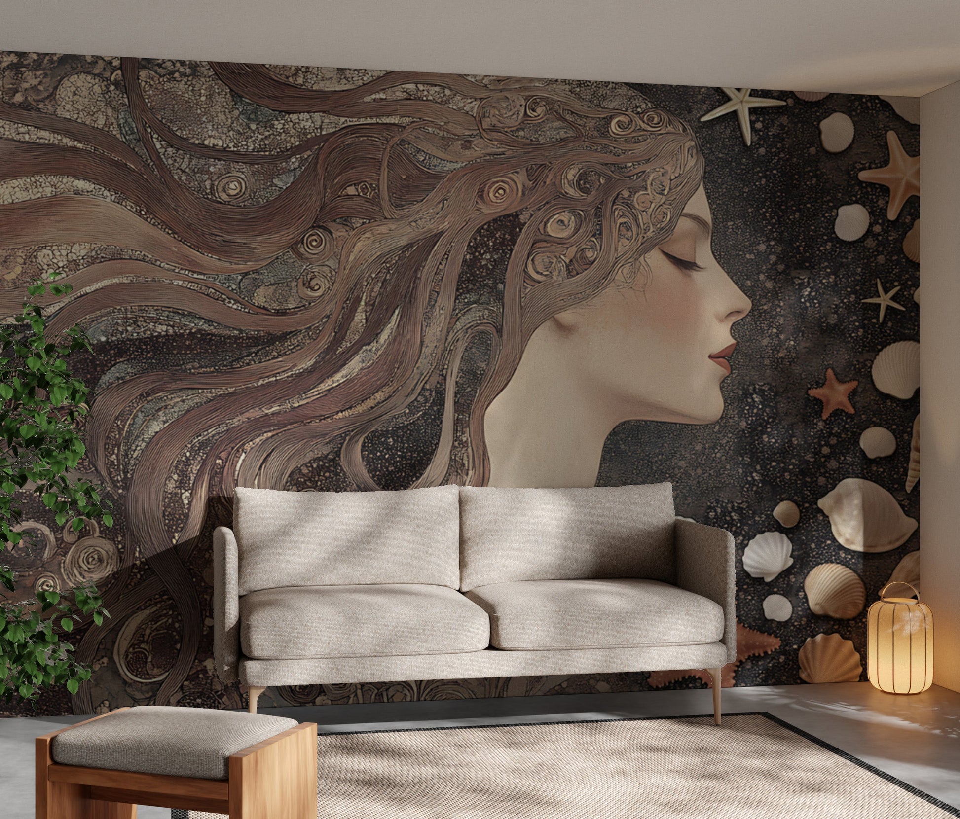 Fantasy female portrait featuring ocean-inspired details
