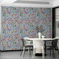 Minimal floral wallpaper with soft watercolor flower clusters.

