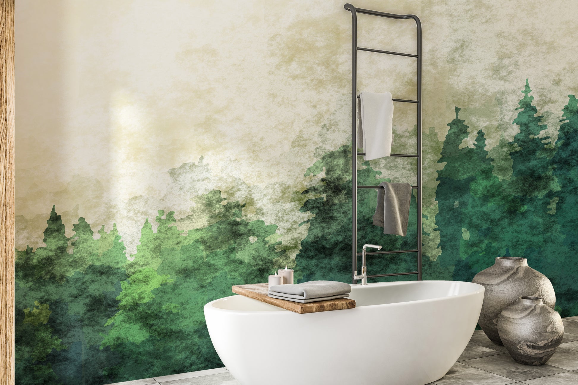 artistic forest design mural wallpaper