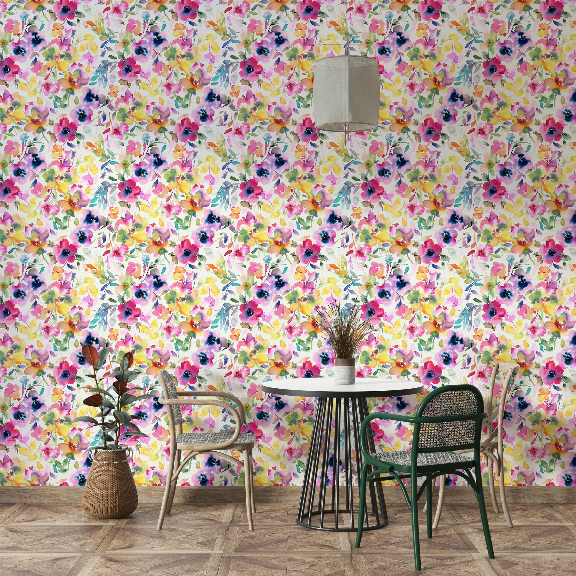 Summer wildflower pattern wallpaper for walls

