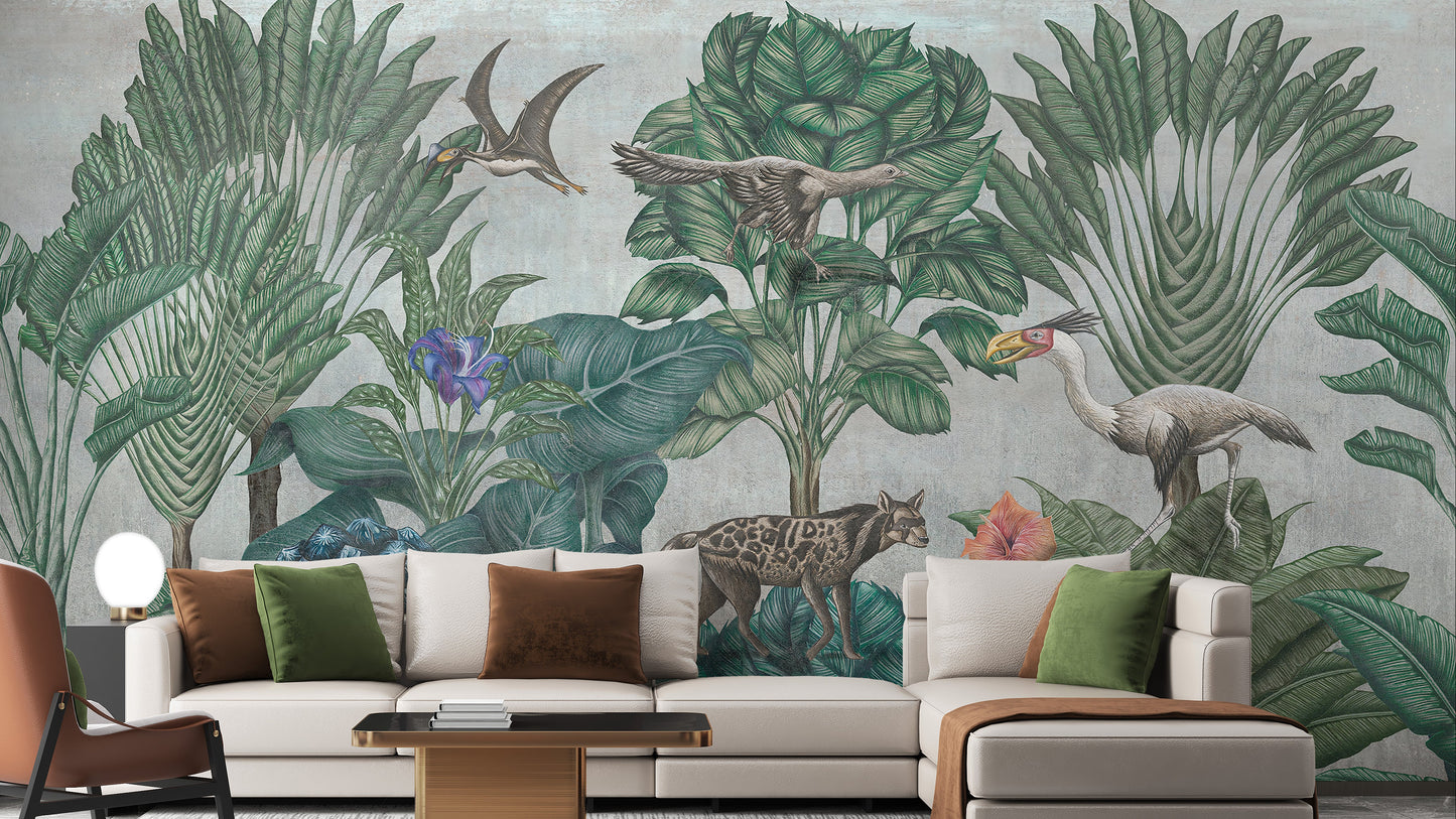 Painted wildlife forest mural for wall decor
