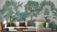 Painted wildlife forest mural for wall decor