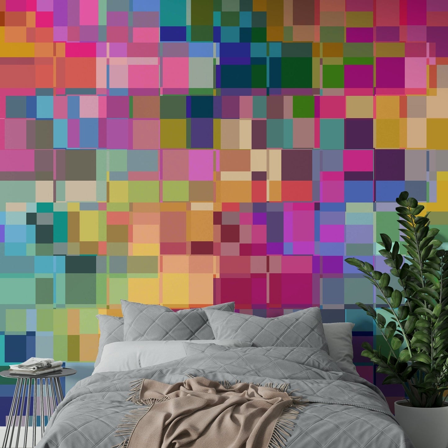 Artist’s studio mural with modern textured patterns

