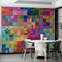 Abstract mural with expressive blocked color fields


