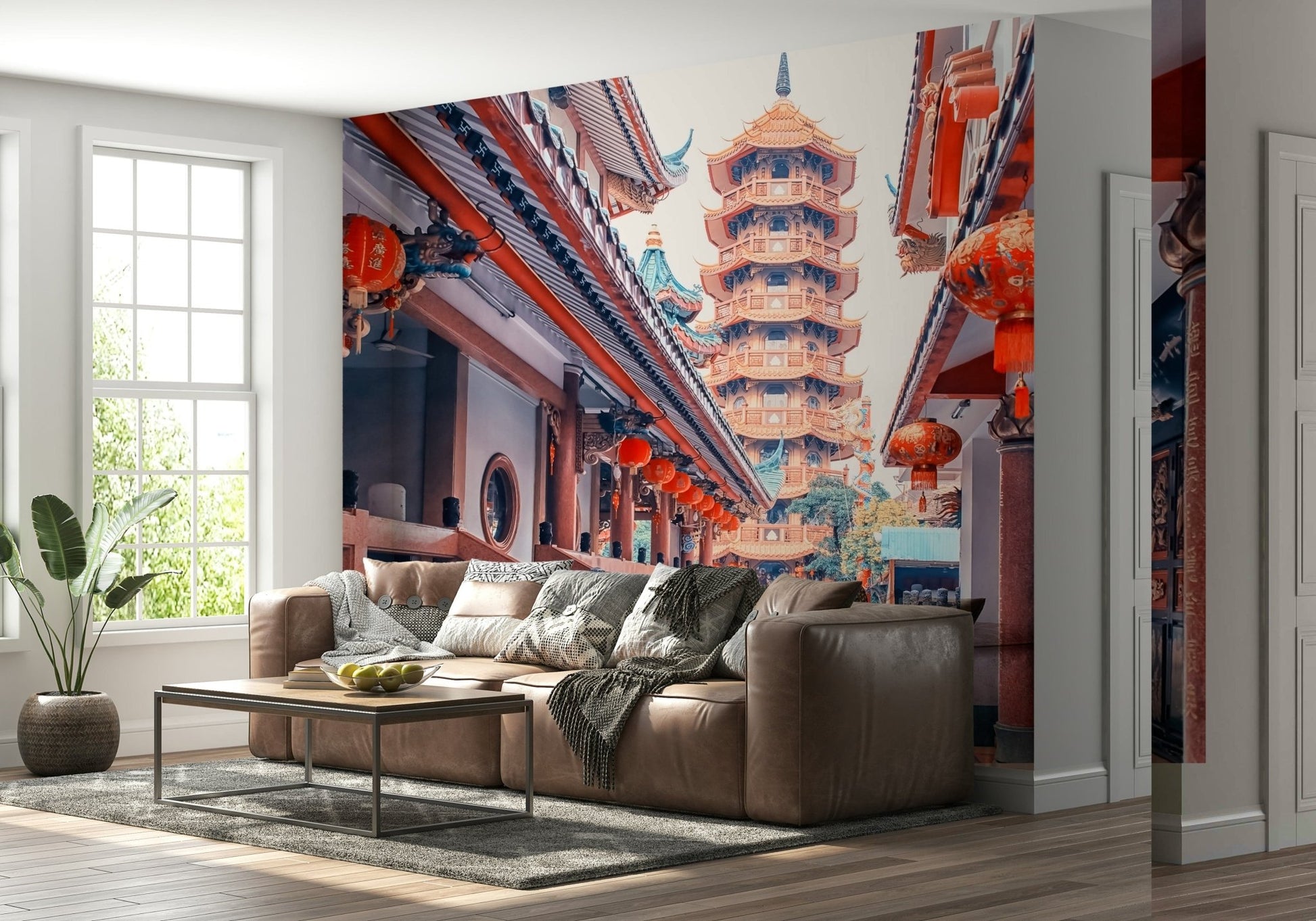 Custom Asian Temple Vista wall print: unique cultural sanctuary.