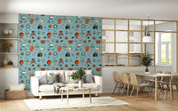 Light Blue Ground, Living Kitsch Blue Decorative Wall Mural.
