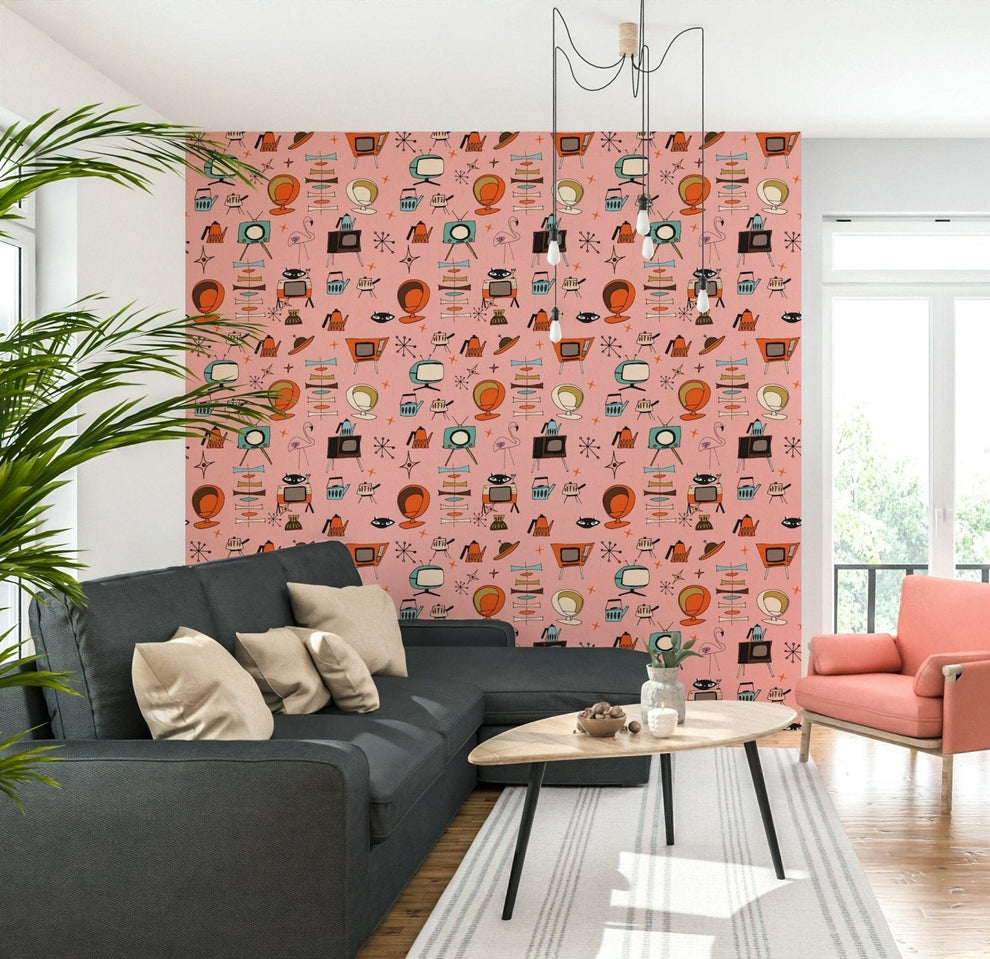 Retro Atomic Pink Wallpaper | Buy in UK