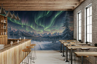 Aurora’s Winter Dance Wall Mural in kids room, soft polar sky tones