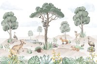 A seamless pattern of native Australian animals on a wall

