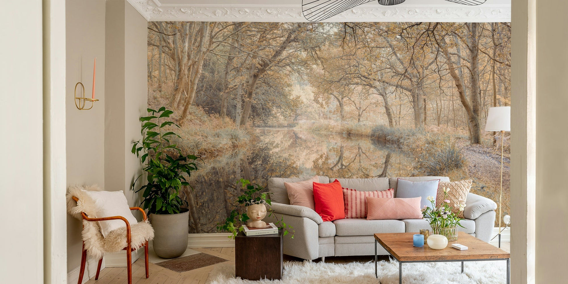 Autumn canal mural wallpaper

