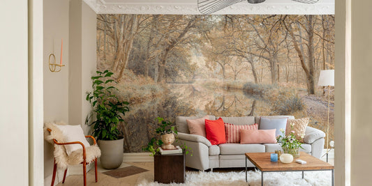 Autumn canal mural wallpaper


