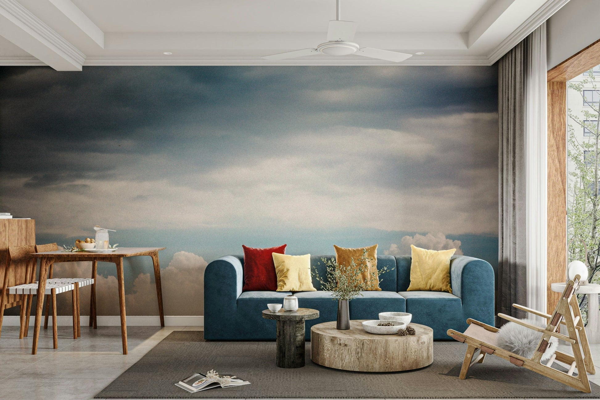 A contemplative autumn sky wallpaper mural for a feature wall.

