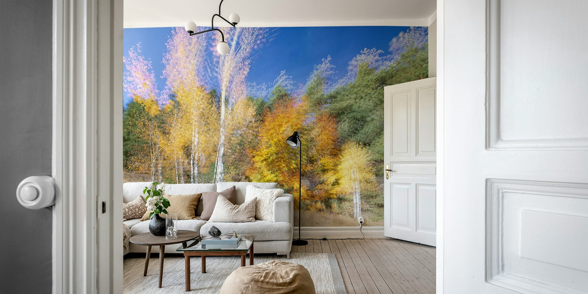 The room has an energetic and artistic atmosphere.

