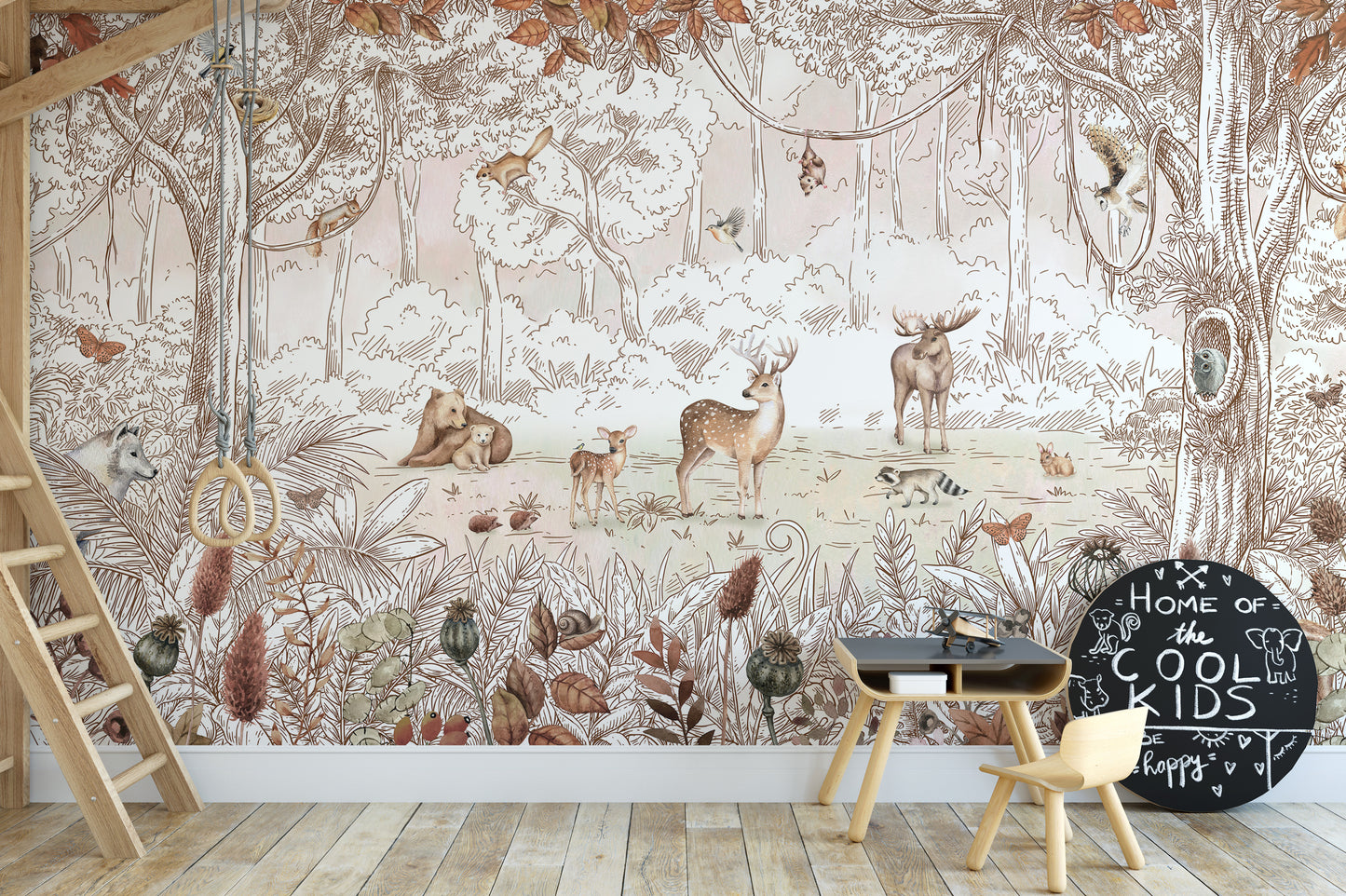 Autumn Forest Friends Wallpaper Mural - Giffywalls