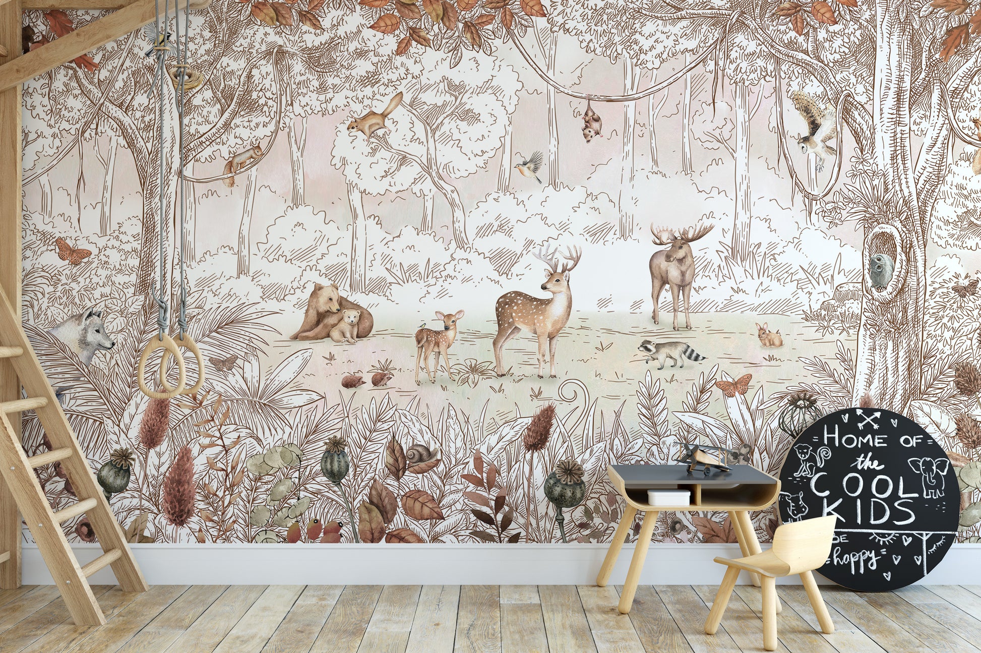 Autumn Forest Friends Wallpaper Mural - Giffywalls