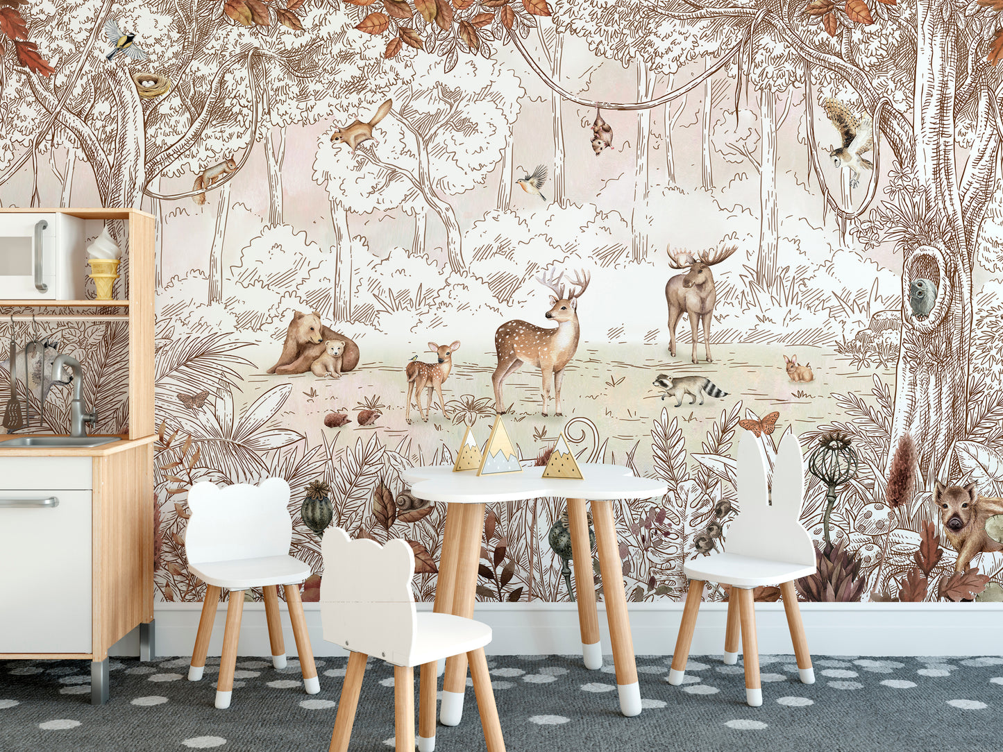 Autumn Forest Friends Wallpaper Mural - Giffywalls