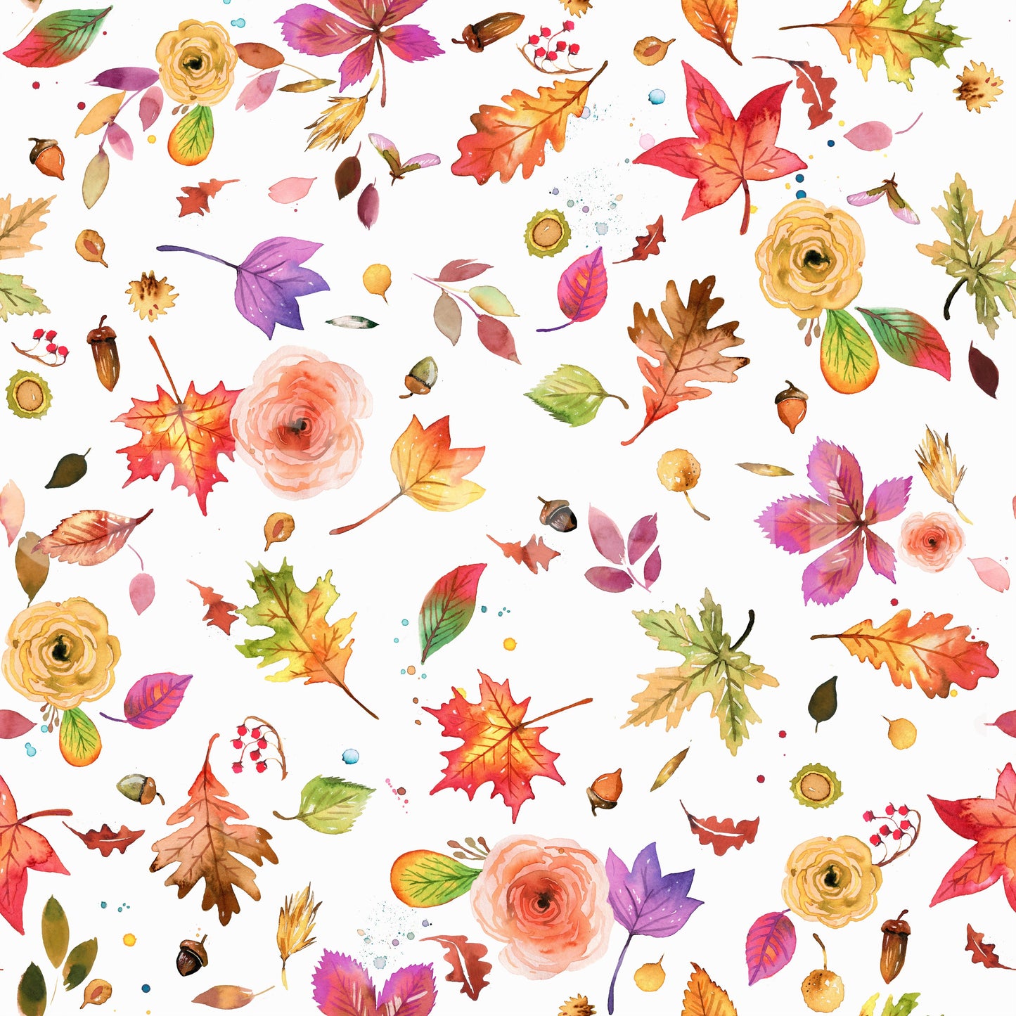 Autumn Forest Leaf Flowers Multicolor Wallpaper⁠