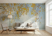Breathtaking Autumn Hues Woodland design for walls, sunny leaflets.
