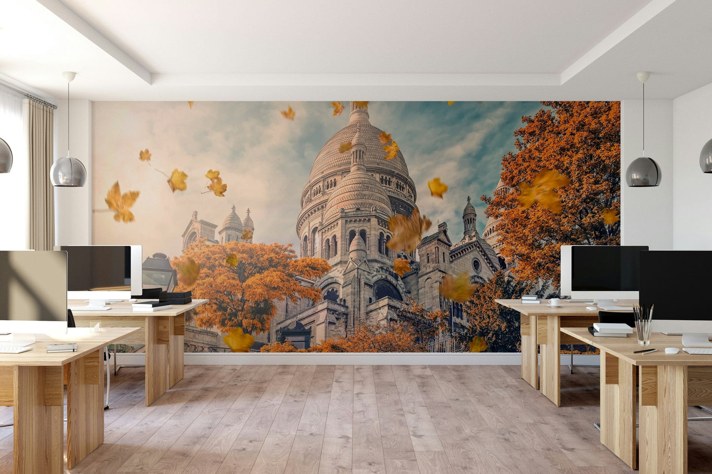 A contemplative autumn Paris wallpaper mural for a feature wall.

