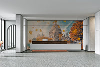 A beautiful Montmartre street wallpaper mural in autumn.

