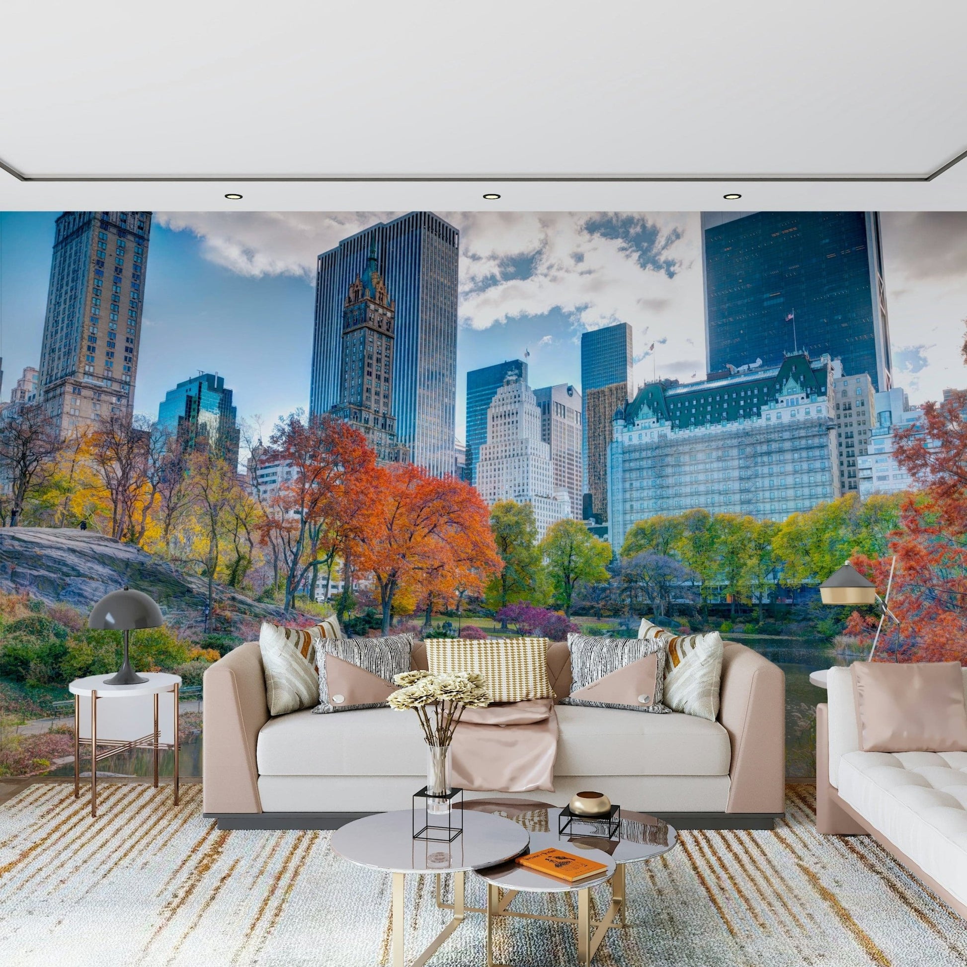 Scenic Autumn in the City wallpaper, beautiful Central Park rock outcropping.