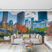 Scenic Autumn in the City wallpaper, beautiful Central Park rock outcropping.