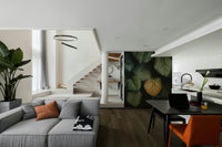 An angled shot of the mural's gentle color palette.

