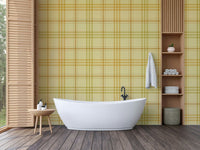 A graceful subtle plaid wall mural in warm, natural tones.

