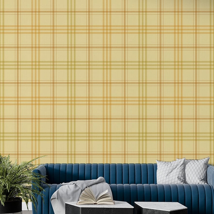 A beautiful fall plaid wallpaper mural for a rustic home.



