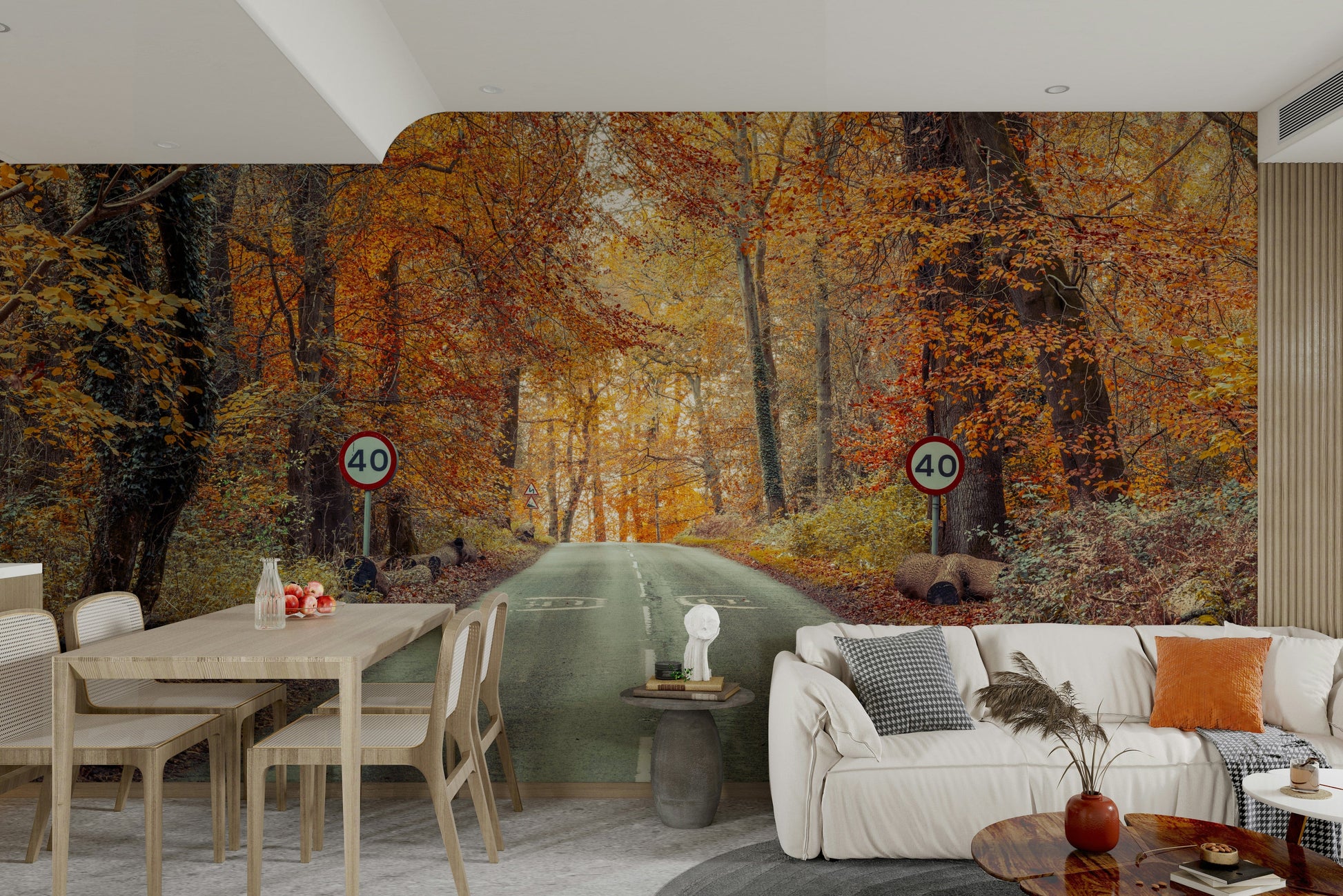 A high-quality print of a tranquil autumn scene.

