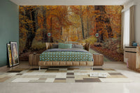 The wallpaper is perfect for a peaceful space.

