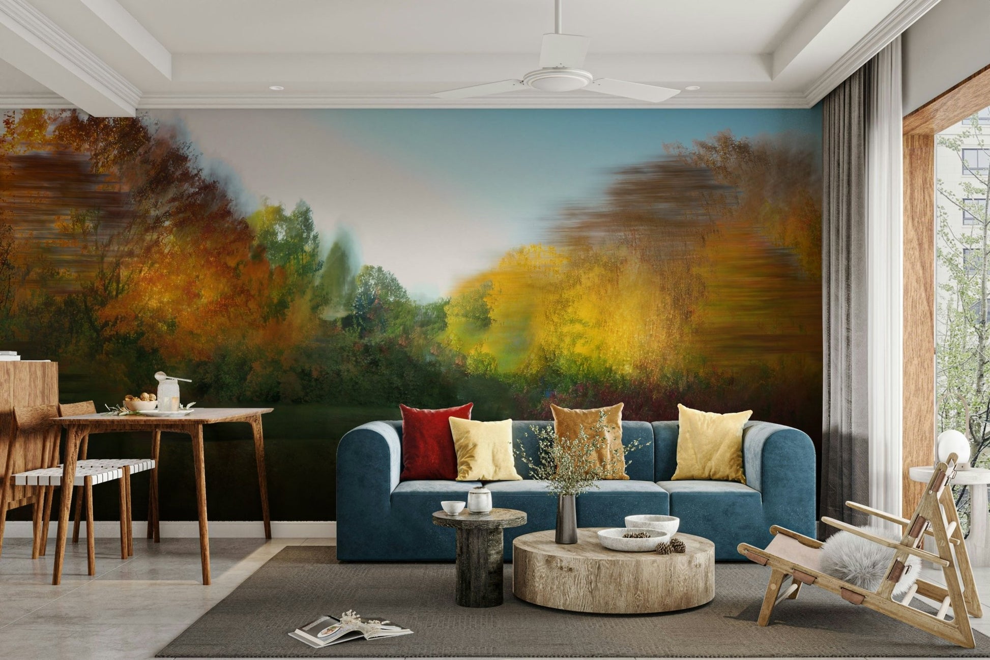 Calm autumn-inspired wall mural
