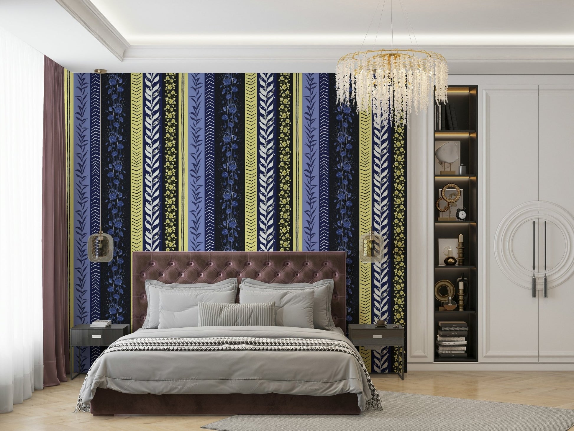Autumn Stripes mural for a modern bedroom.

